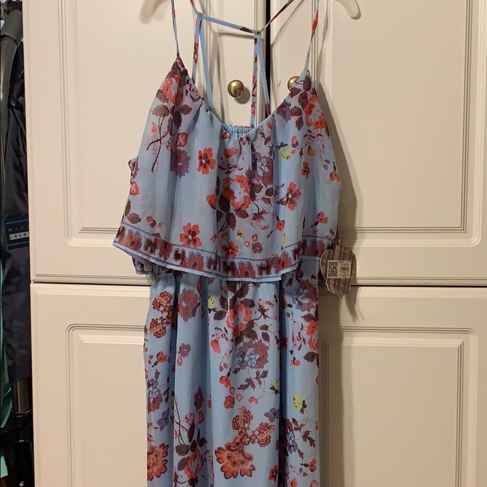 Blue floral spaghetti strap maxi dress NWT - Picture 1 of 3